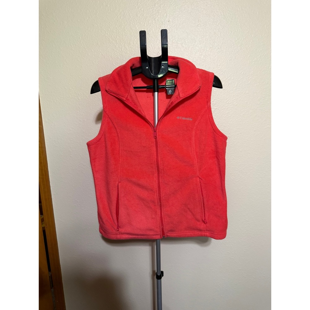 Columbia Womens Benton Springs Fleece Vest Coral Pink Full Zip Large L